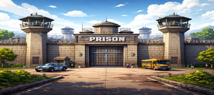 Vue extérieure de la prison